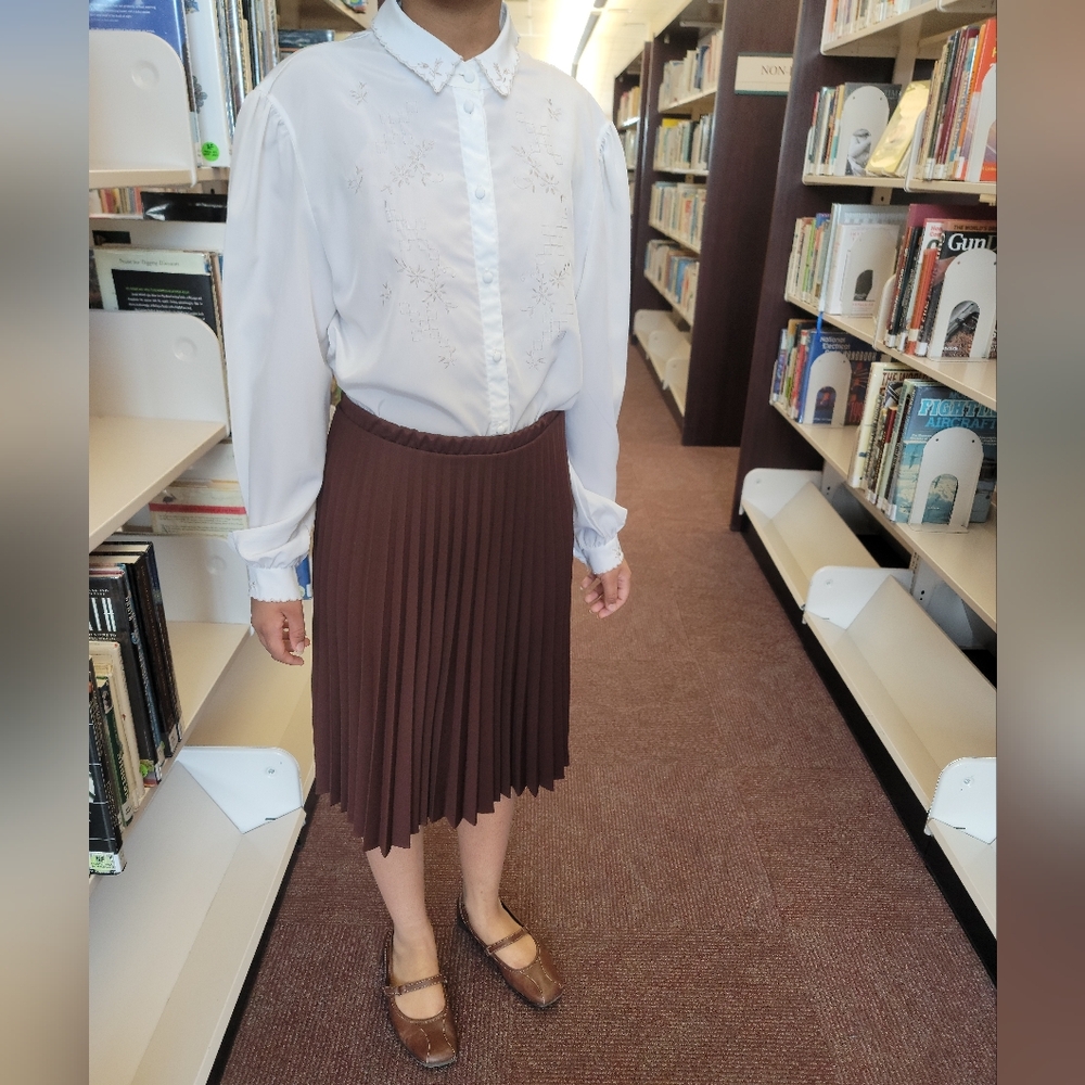 1970s The Fashion Place Pleated Brown Skirt